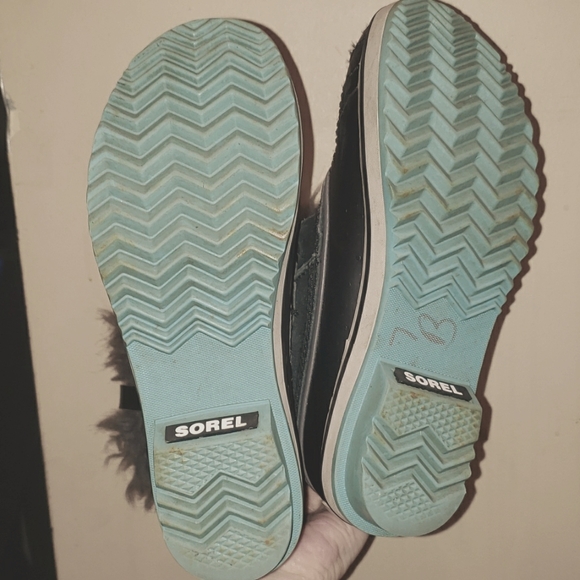 Sorel Tofino Boots Suede Leather fur Black blue gray 5 6.5 - Picture 7 of 8